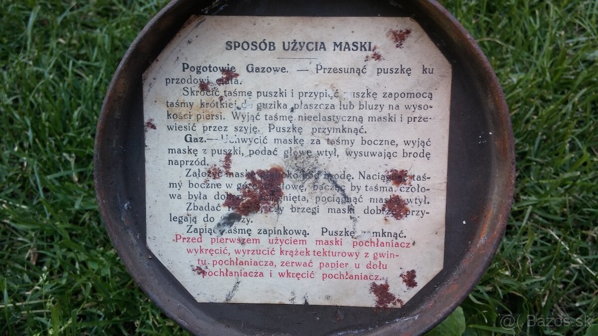 Stará plynová maska, poľské nápisy, neviem - 5
