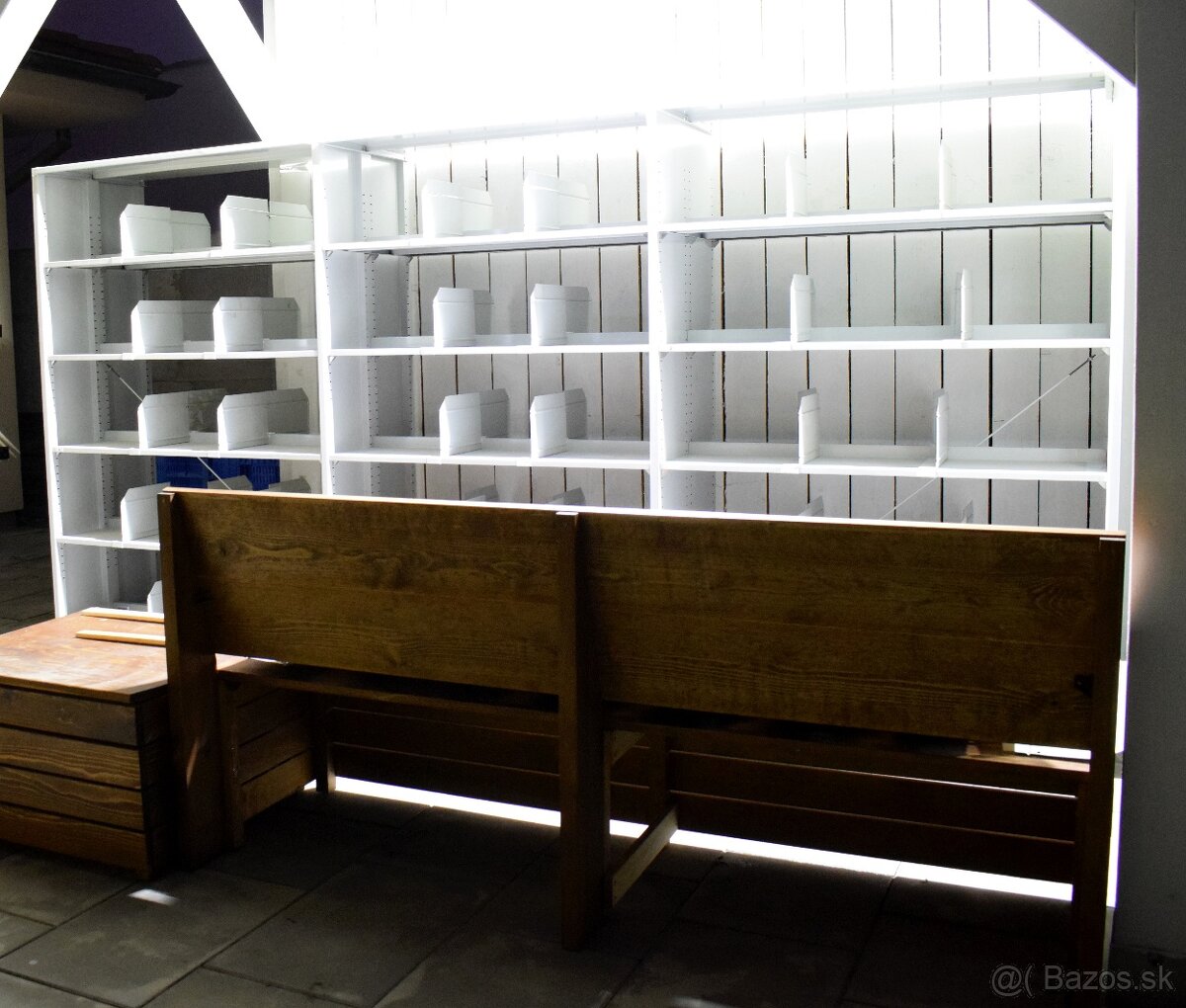 velky obojstranny plechovy regalovy system 380x193x63cm - 5