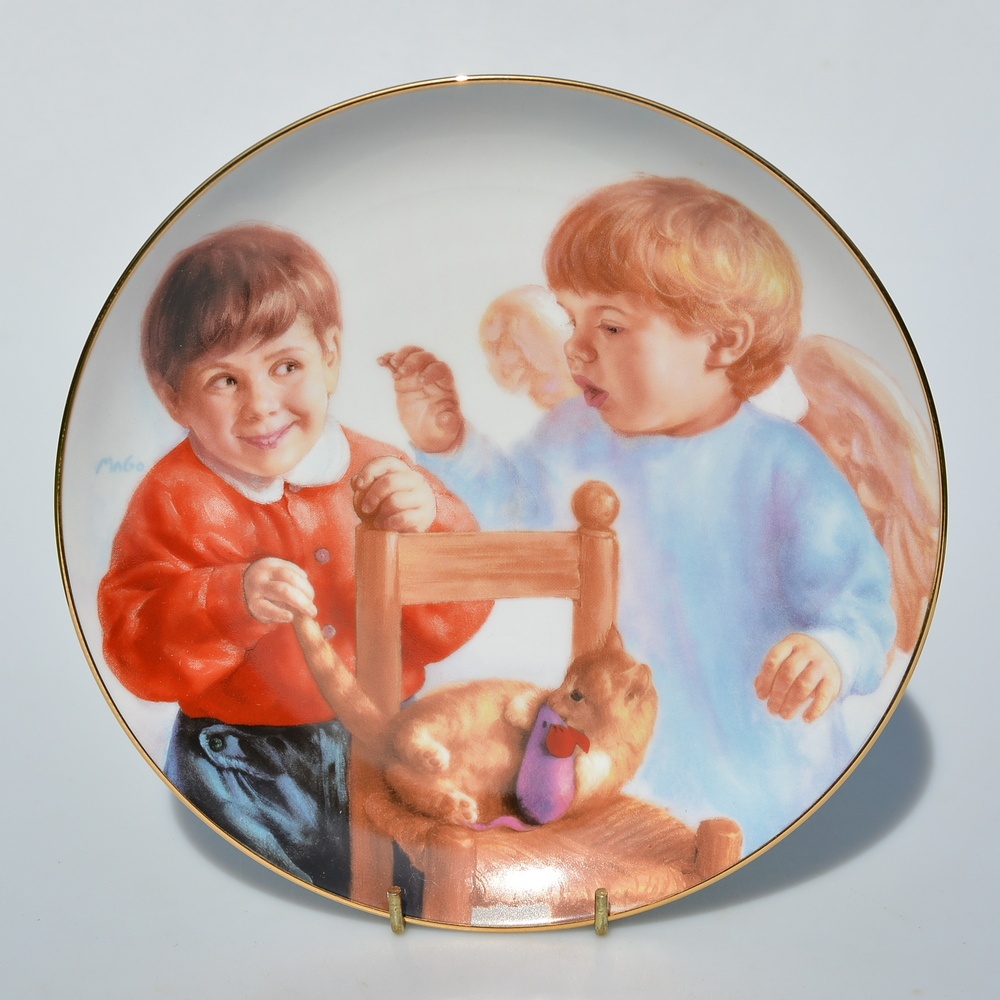 7 ks Porcelánové taniere - Anjel strážny a detičky - 5