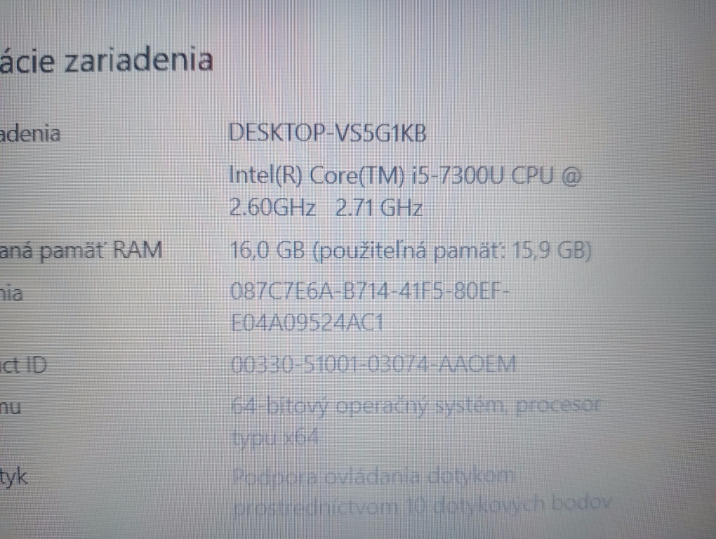 dotykový Hp Elitebook 850 G4 , Intel® Core™i5 ,16gb ram ,ssd - 5