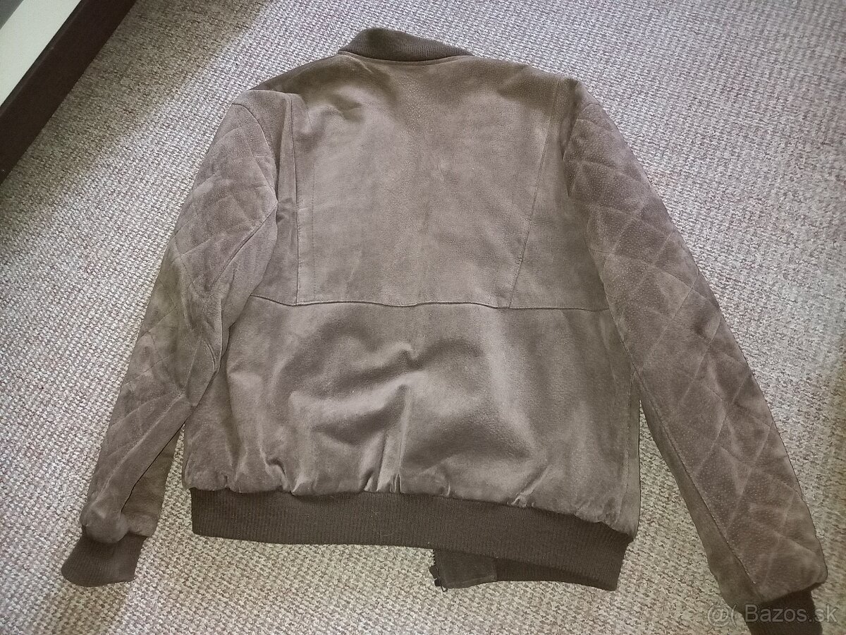 Pánska bunda - brúsená koža veľ. M, tmavo hnedá - 5