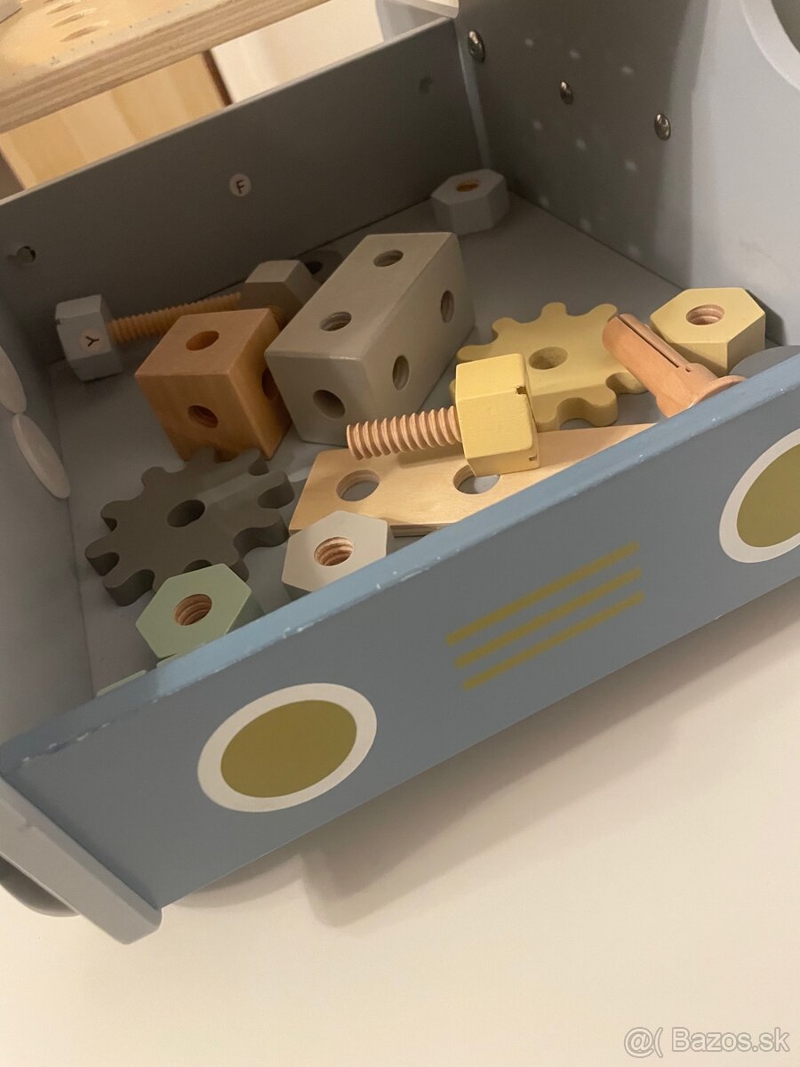 Drevené chodítko auto s náradím - 5