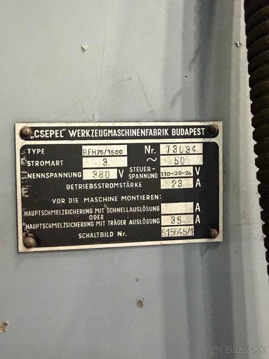 Radiálna vŕtačka CSEPEL typ RFh 75 / 1500 - 5