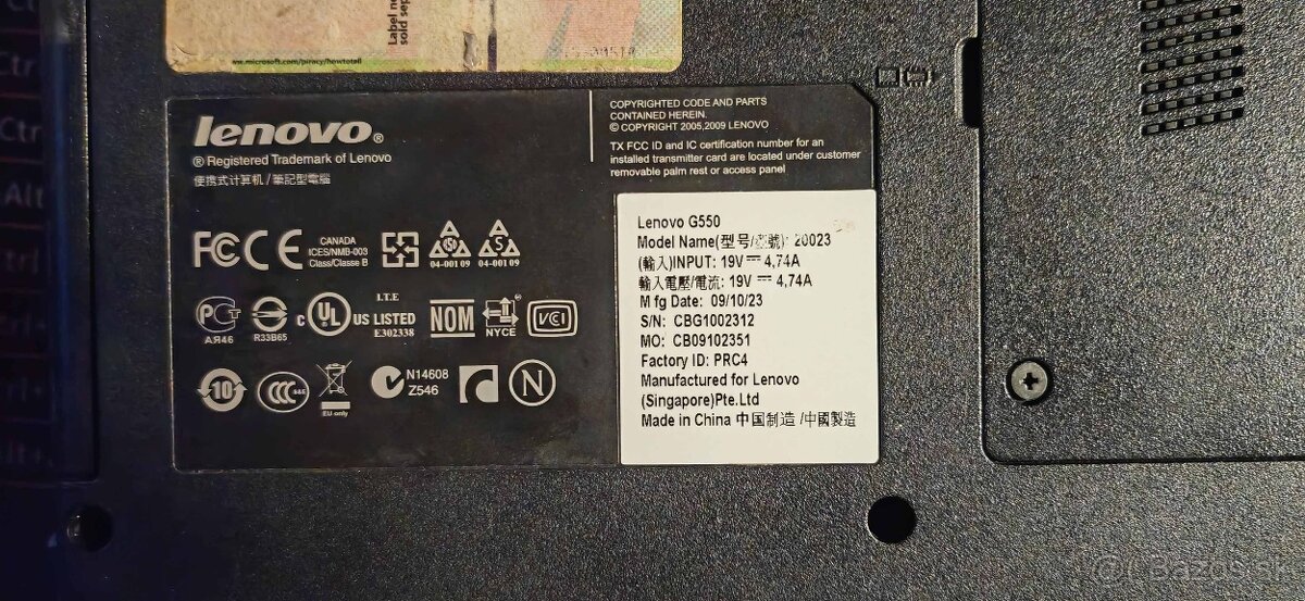 Notebook lenovo g550. 15,6" - 5