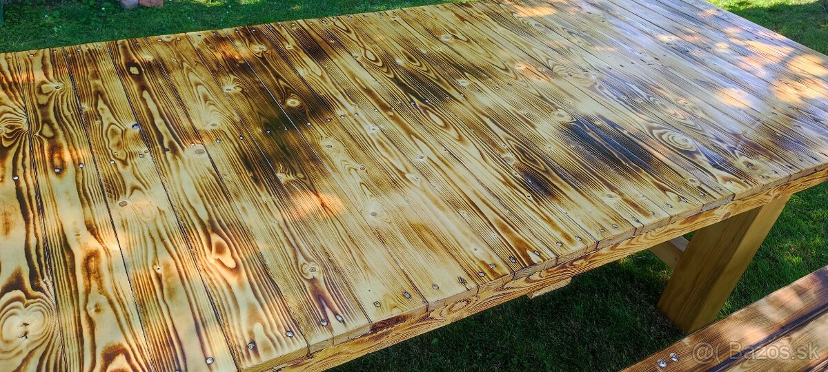 Stôl+4 lavice do záhrady - 5