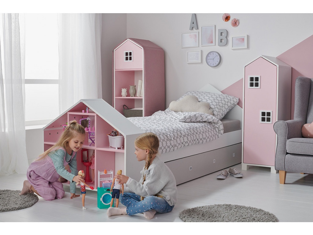 2x Detská skriňa domček City - Ružová - 5