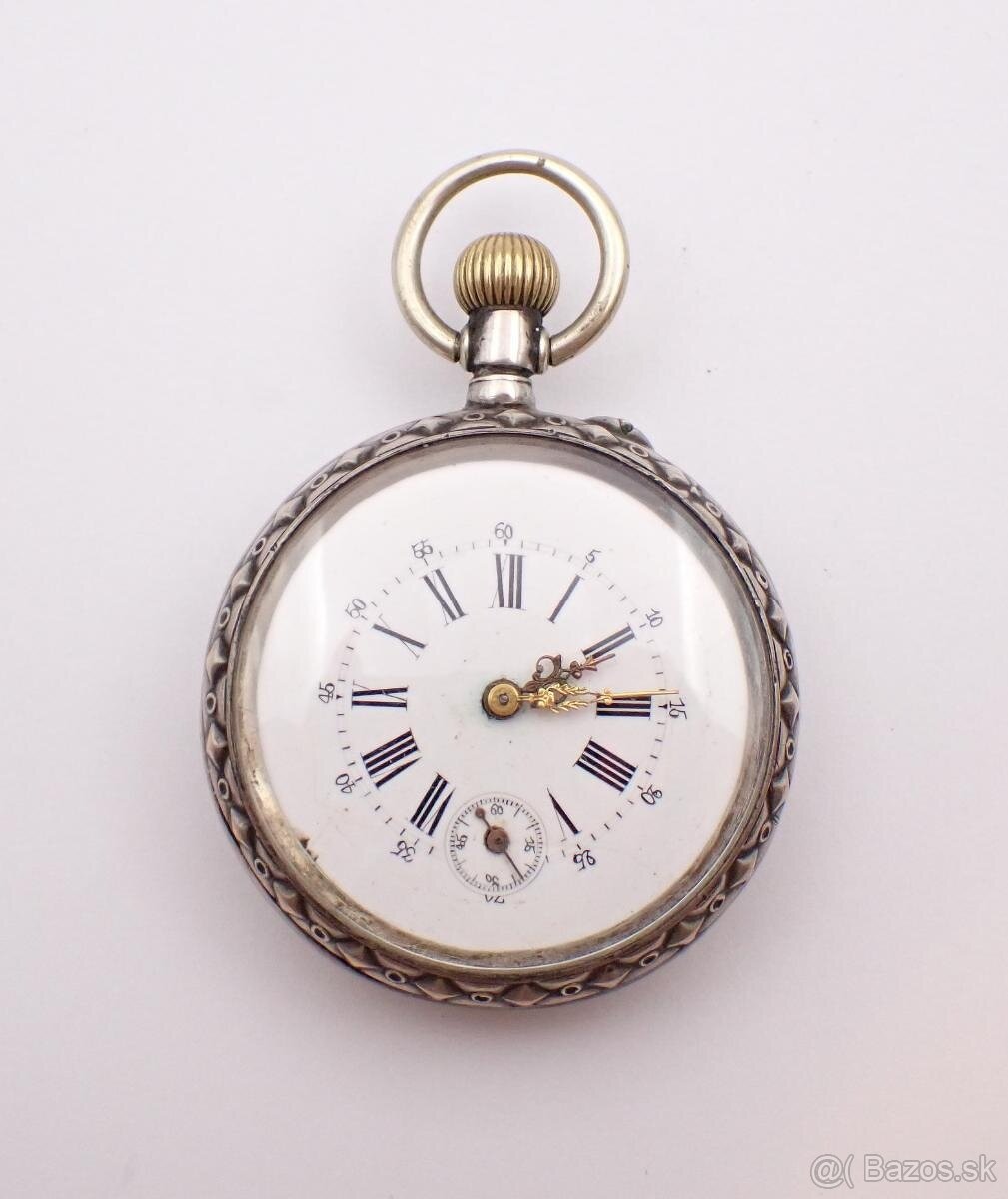 Starožitné dvoupláštové stříbrné zdobené kapesní hodinky. - 5