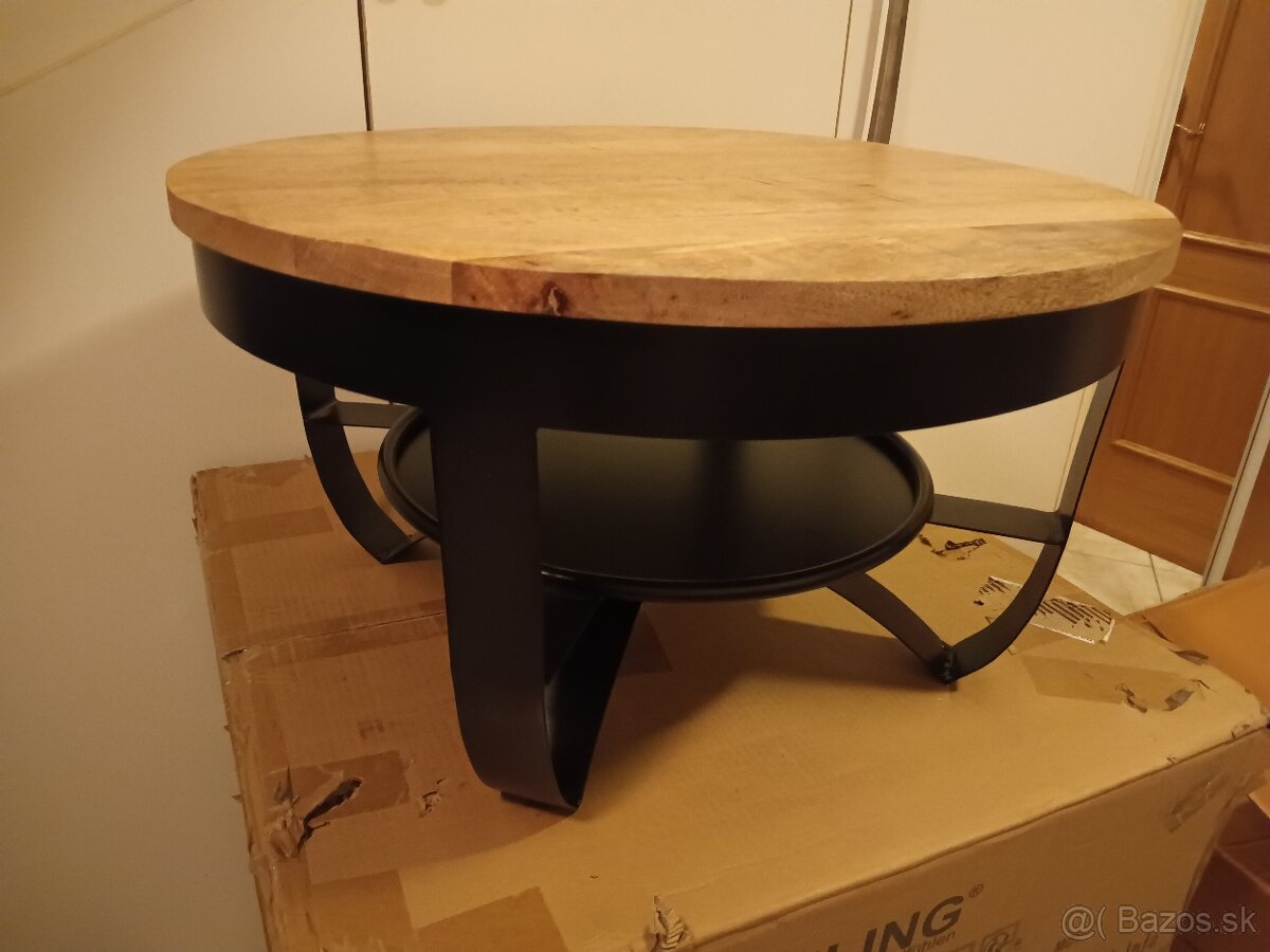 Konferenčný stolík kov - drevo 60 cm - 5