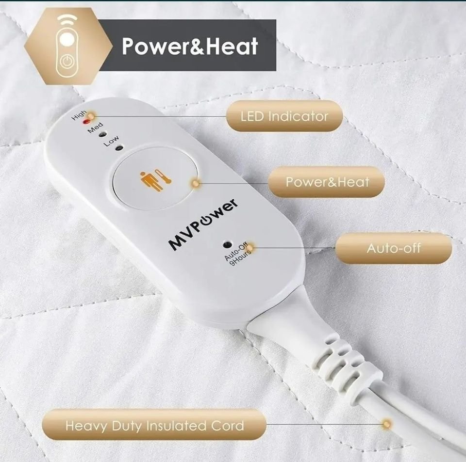 Elektrická XXL výhřevná pokrývka do postele (203×165 cm) - 5