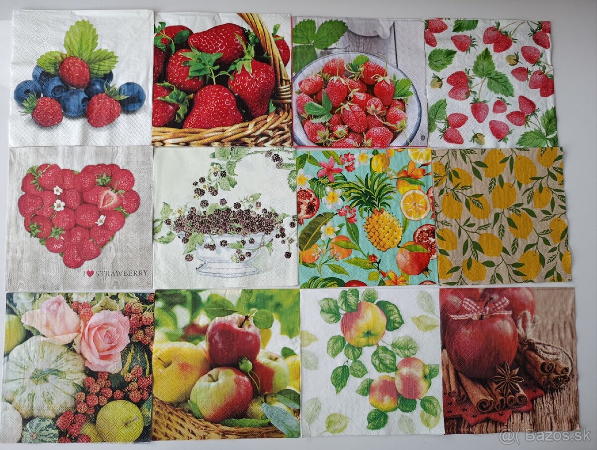 Servítky jedlo a mix 63ks-5€ - 5