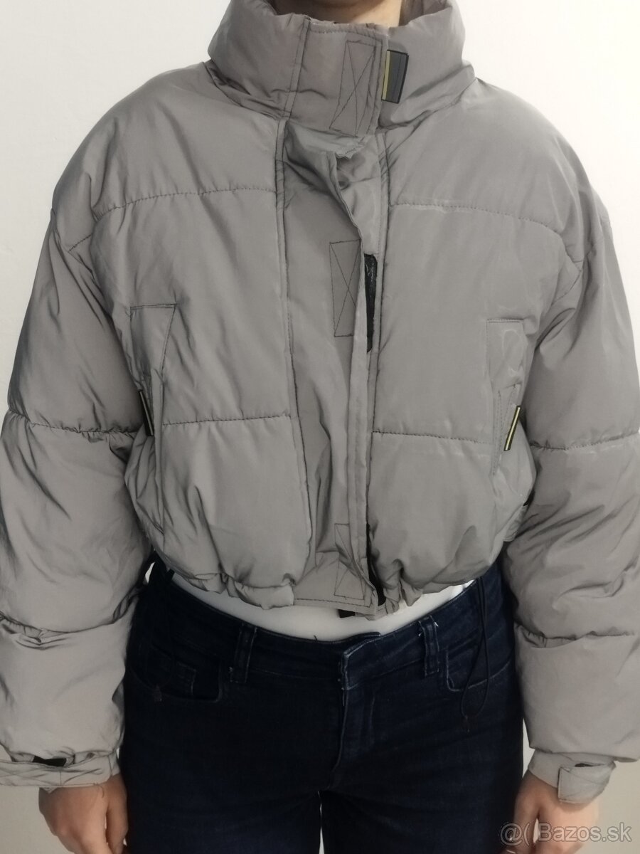 Dámska strieborná reflexná bunda M/38 Pull&Bear - 5