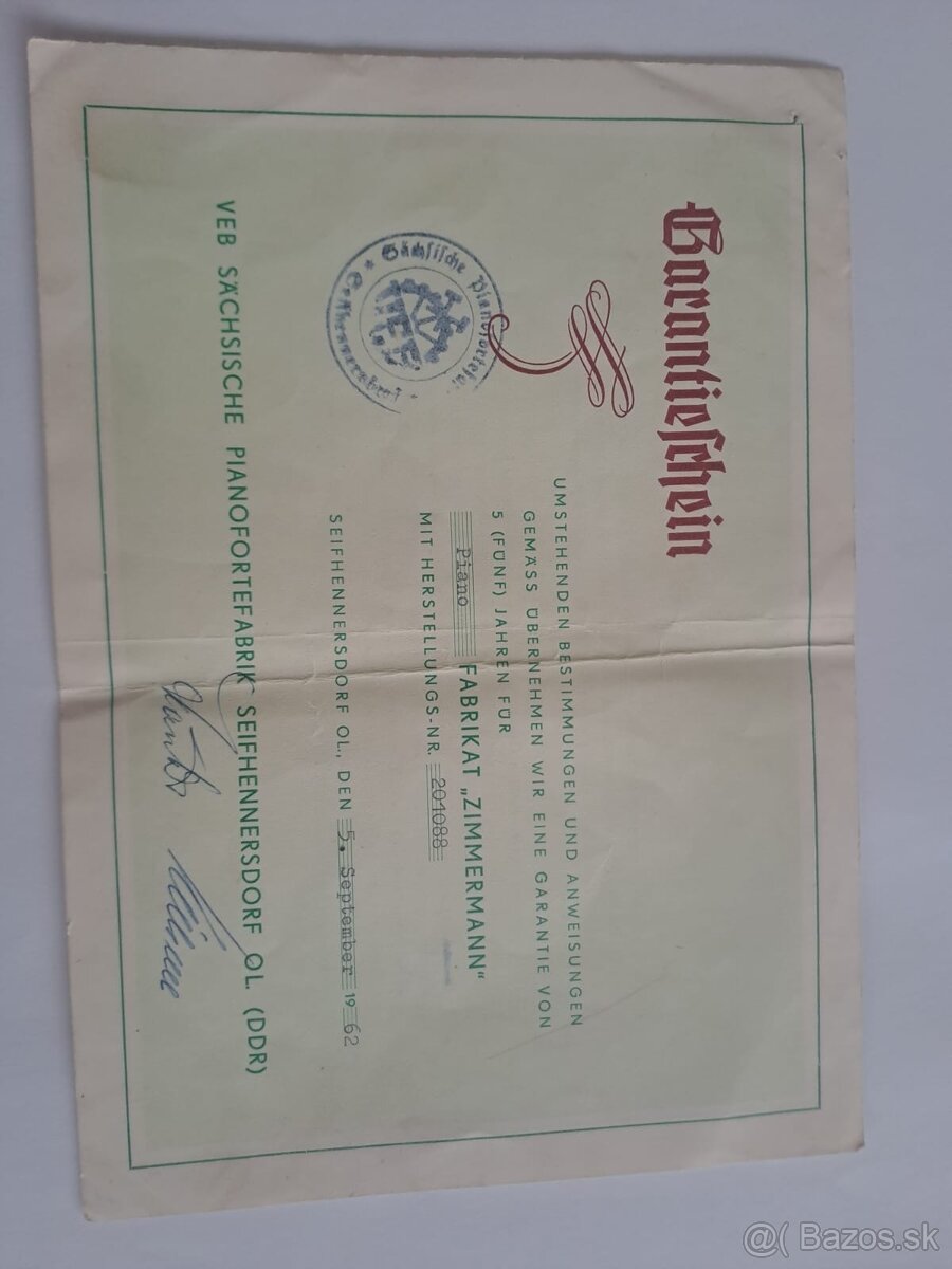 Klavír Zimmermann z roku 1962 - 5