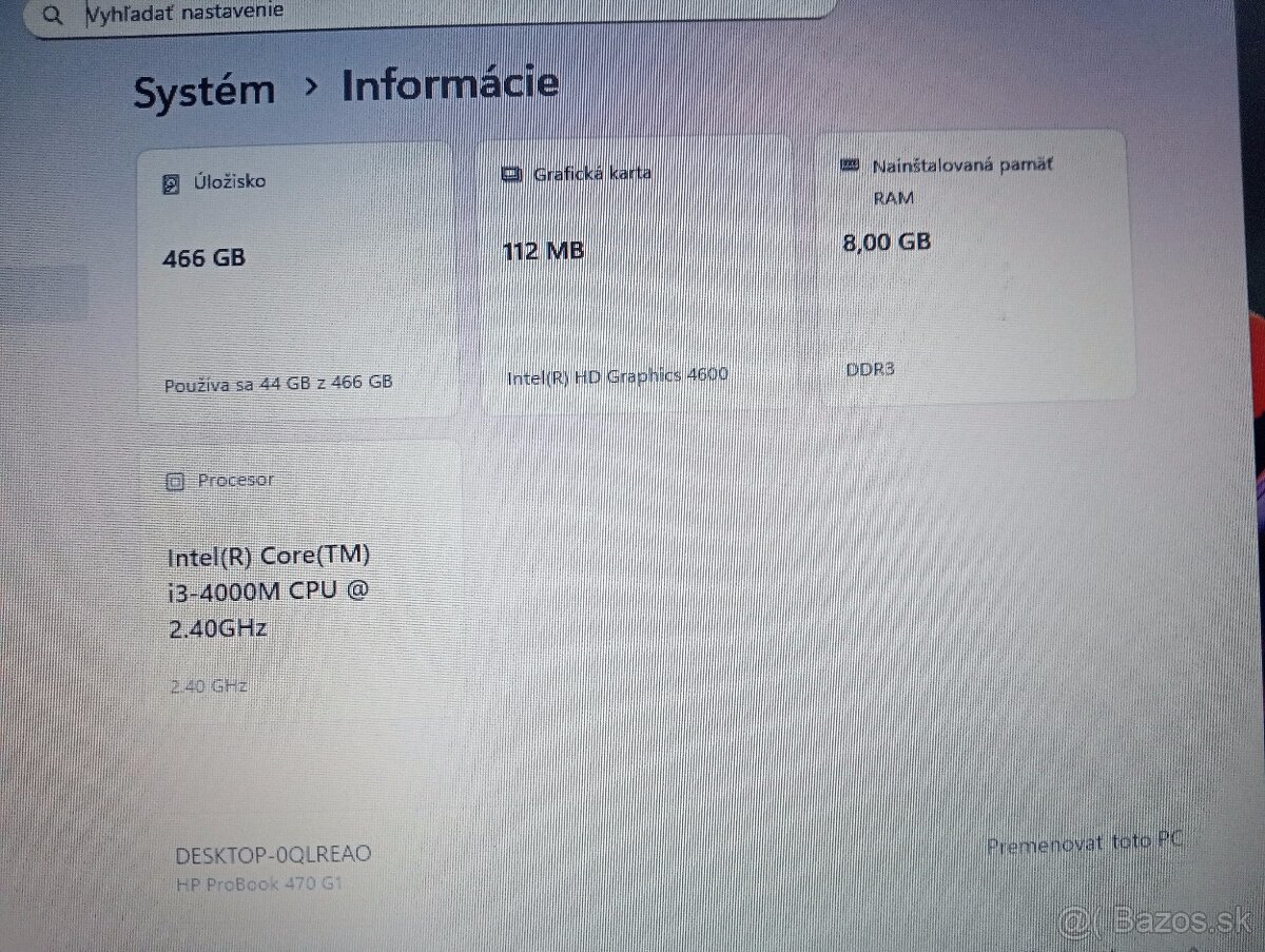 rozpredám na diely notebook Hp Probook 470 g1 - 5