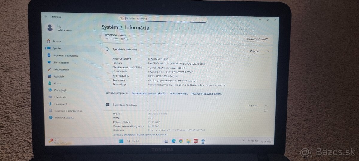 15.6" Toshiba Satellite C850 i3-2310M/SSD - 5