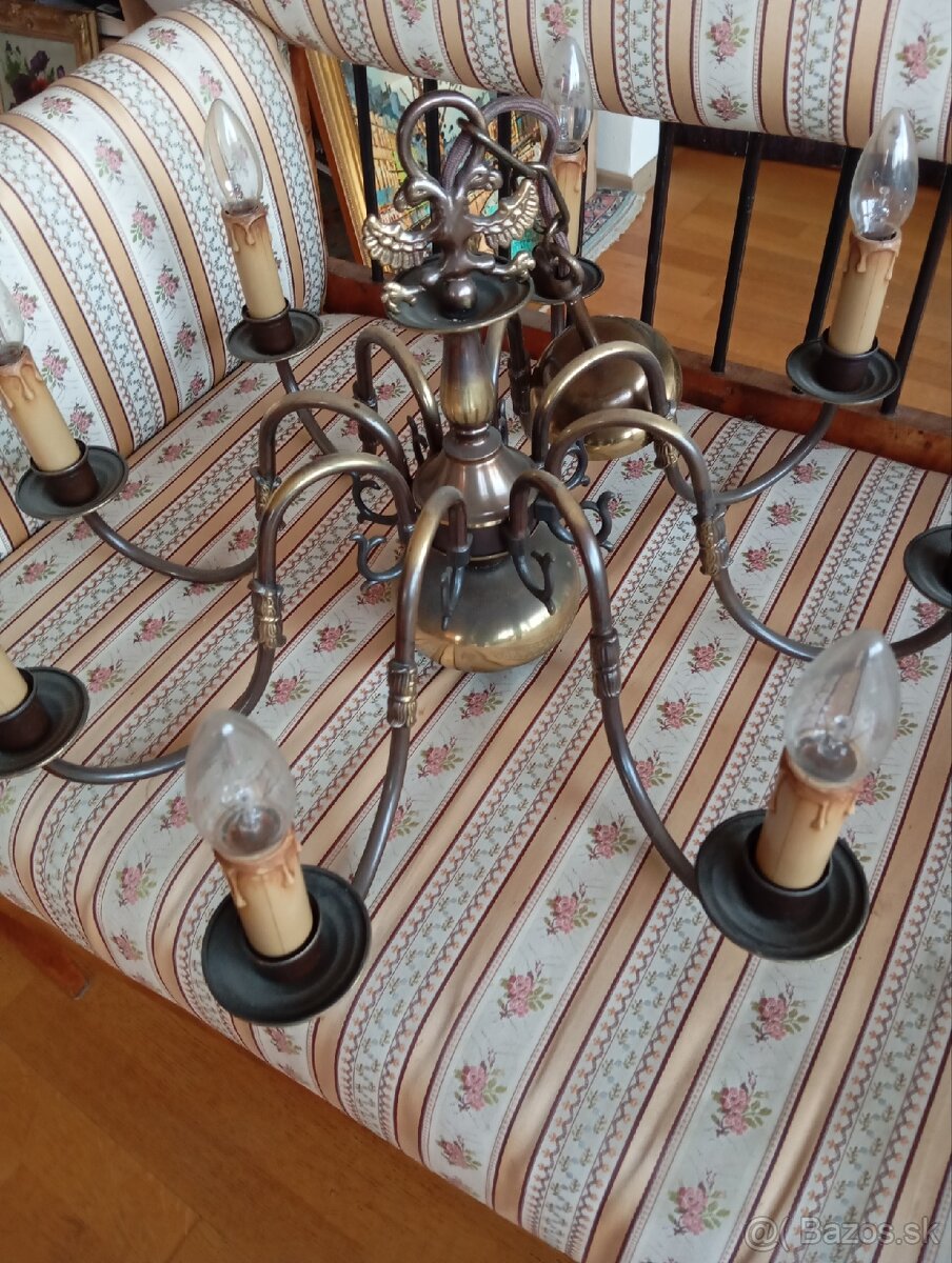 Pár elegantných 8 - ramennych bronzových lustrov •62 cm - 5