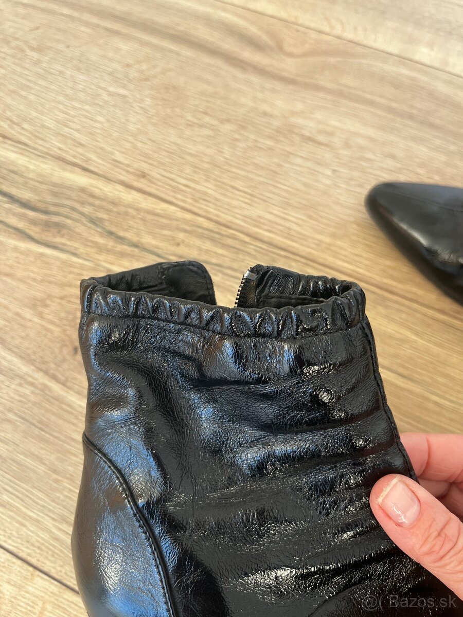 Kožené čižmičky Zara cierne - 5