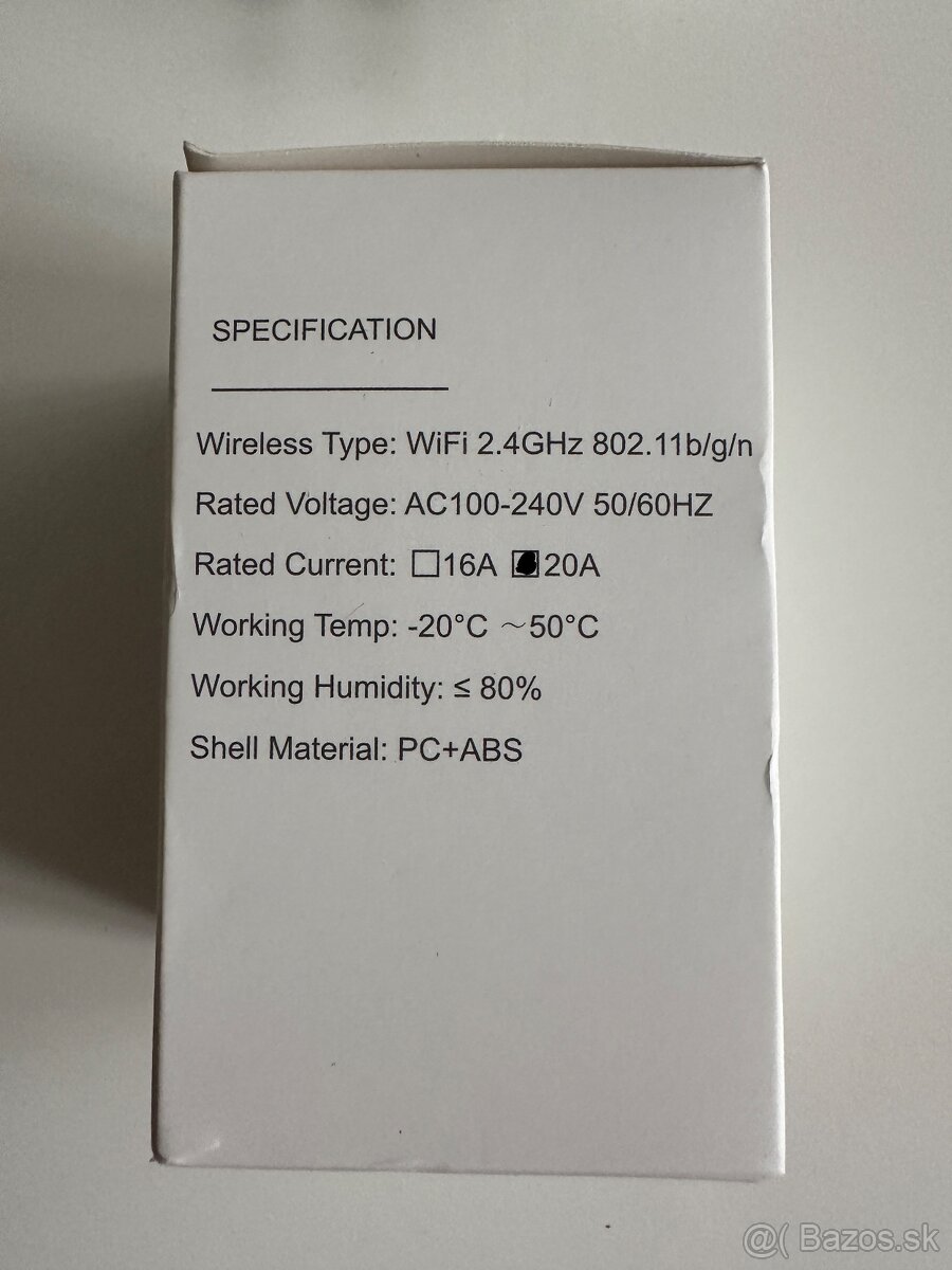 Inteligentná zásuvka Wi-Fi biela 20A - 5