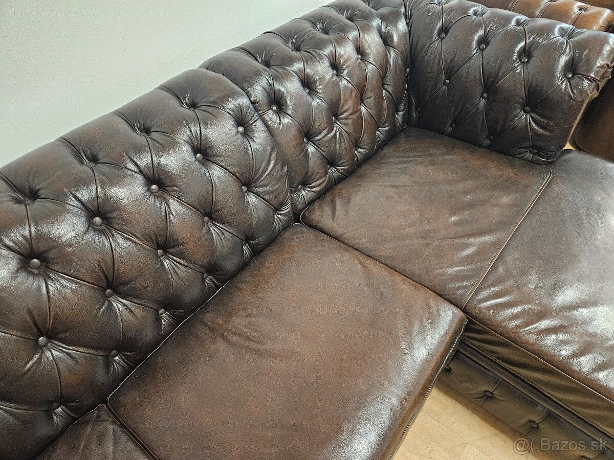 CHESTERFIELD ŠTÝL,KOŽENÁ V TOP STAVE - 5