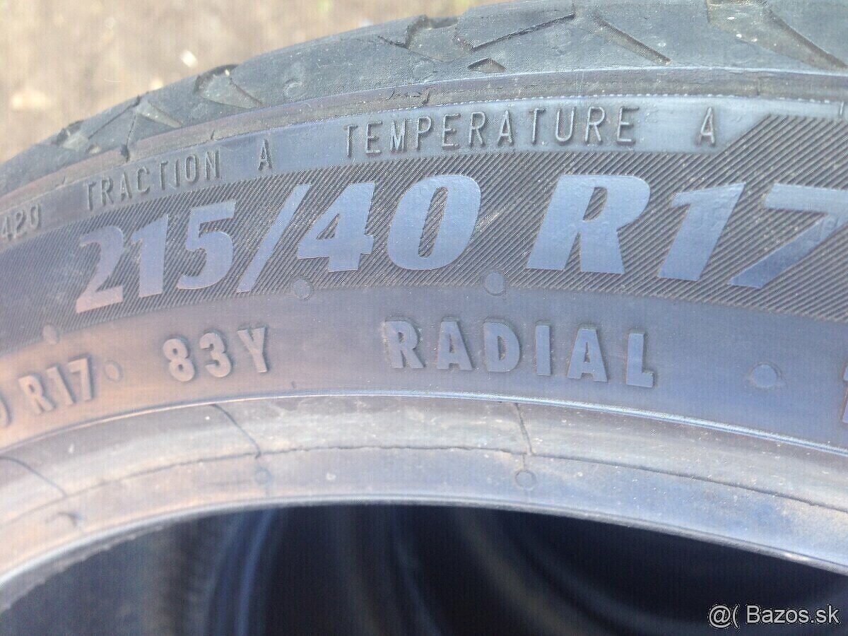 Predám letné Pneu 215/40r17 4.5/5mmna - 5