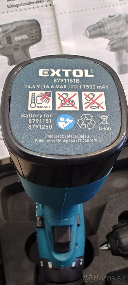 Extol sada / vŕtačka a rázový uťahovač / - 5