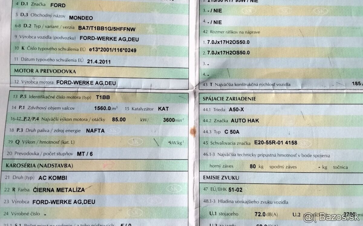 FORD MONDEO MK4 1.6 TDCI 2011 predám MOTOR T1BB, DVERE, TRYS - 5