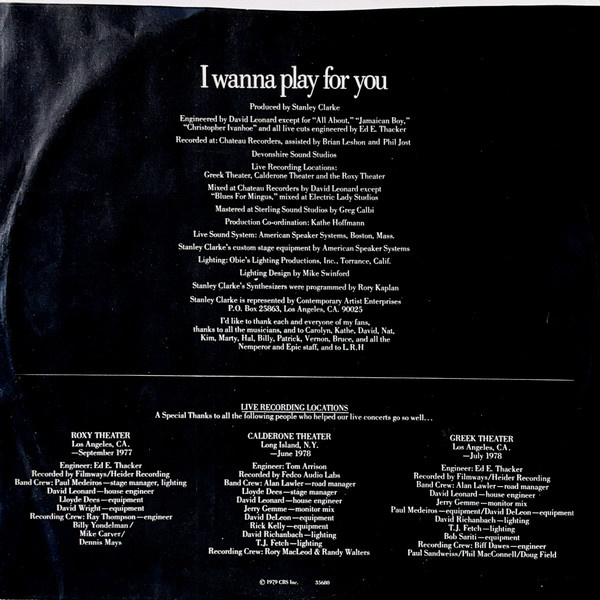 Stanley Clarke - I Wanna Play For You - 2LP vinyl USA 1979 - 5