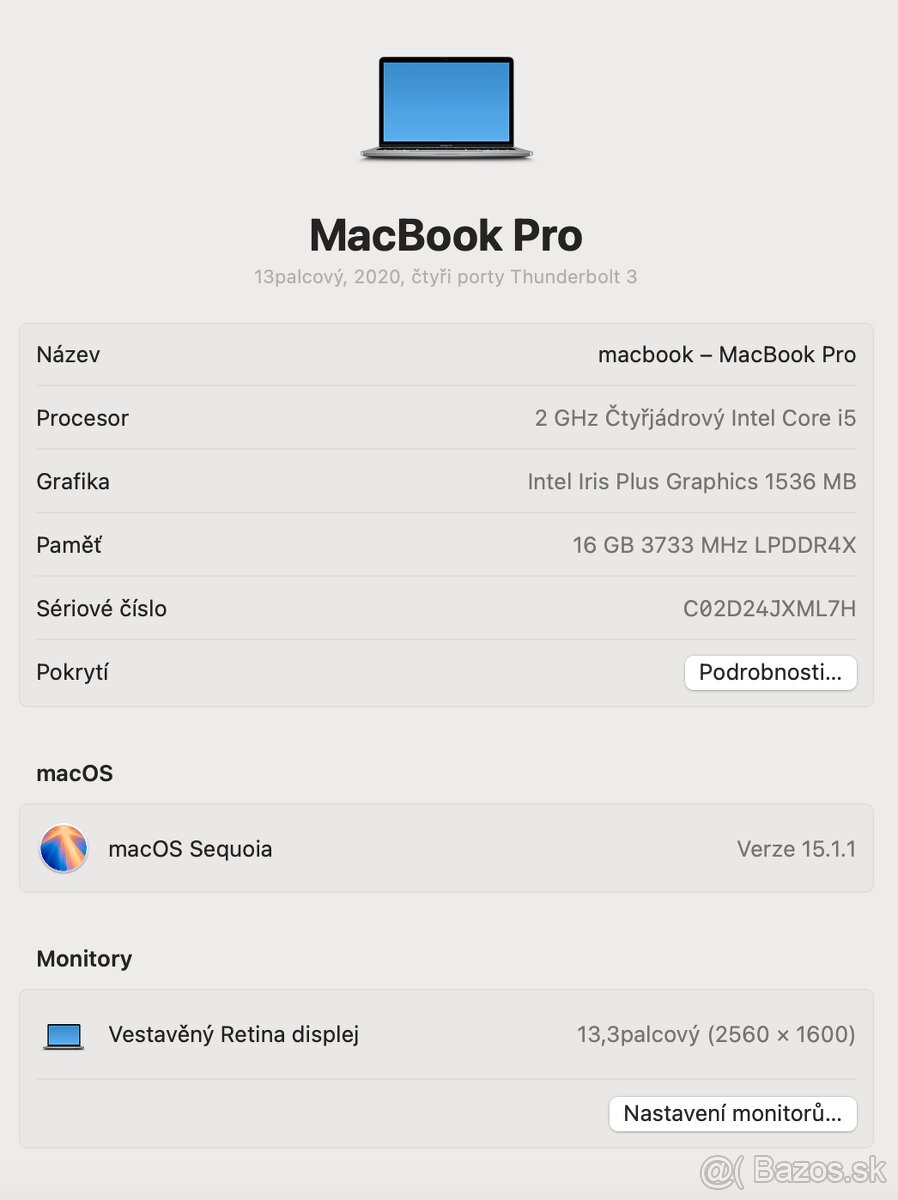 Macbook PRO 13, 2020, 16GB, 500GB, čtyřjádro, záruka - 5