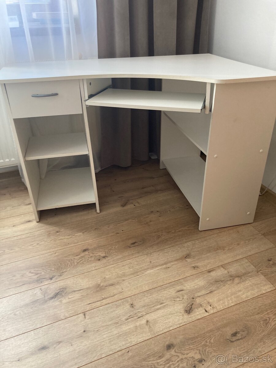 Kancelársky rohový stôl biely - 5