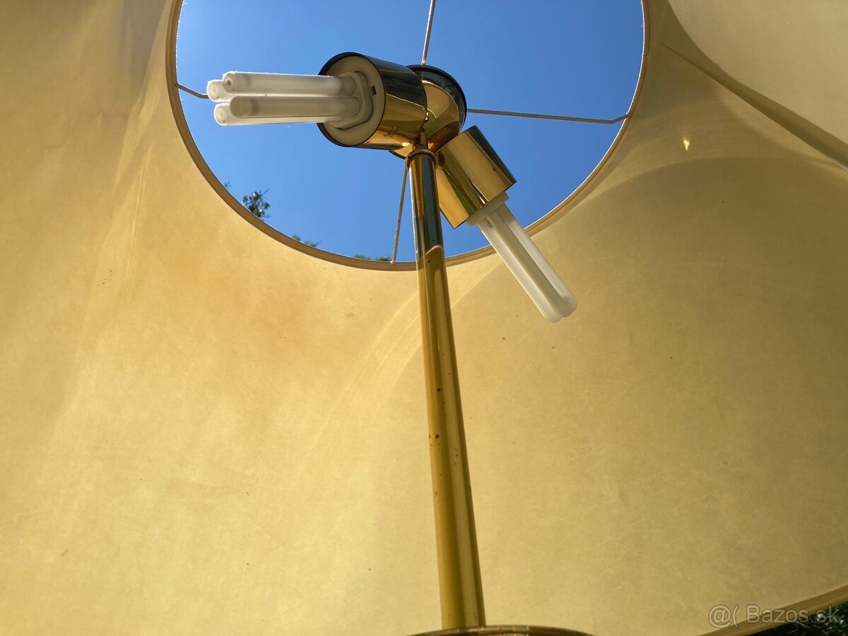 Vintage stojanová lampa Ruschenbaum mosadz + drevo - 5