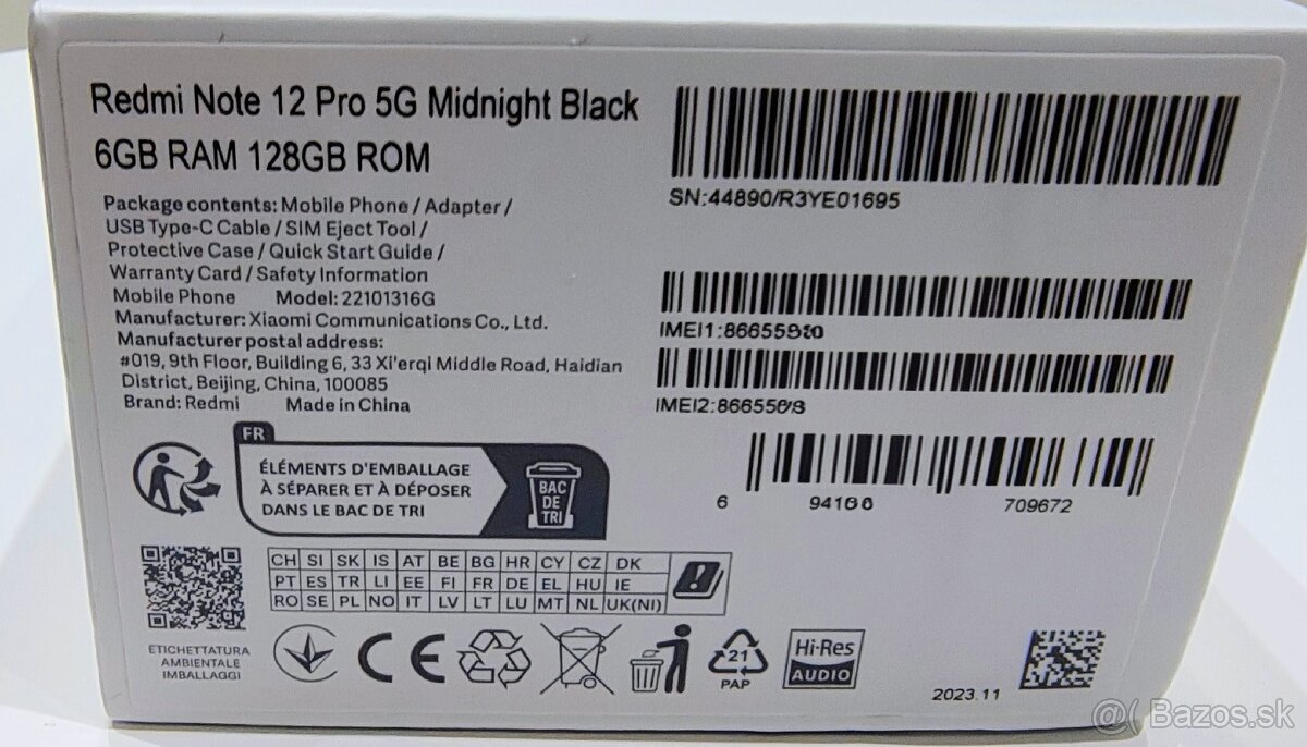 Xiaomi Redmi Note 12 Pro 5G 6/128 GB - 5