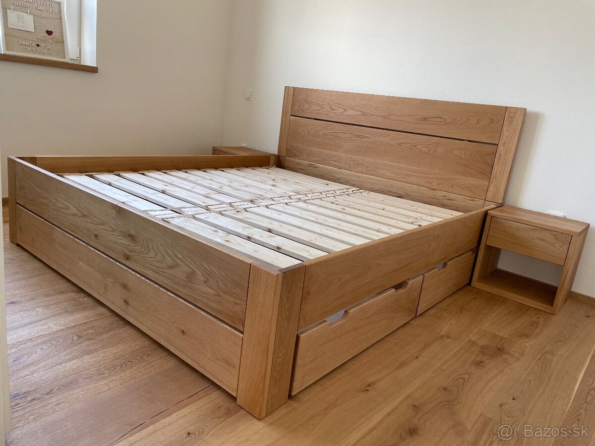 Masívna dubová posteľ 180x200cm s výsuvnými boxami - 5