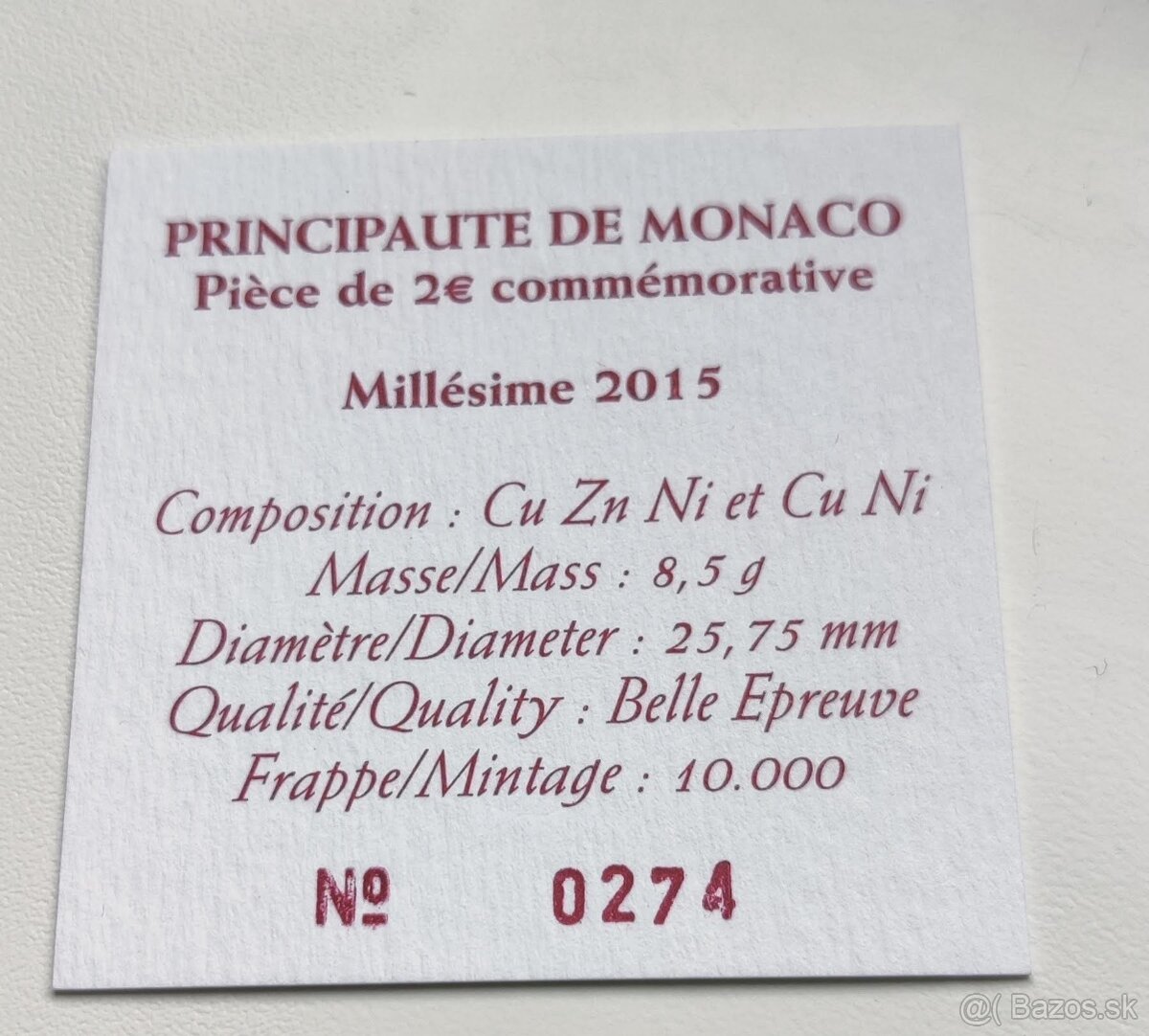 Monako 2015 Pevnosť proof TOP minca - 5