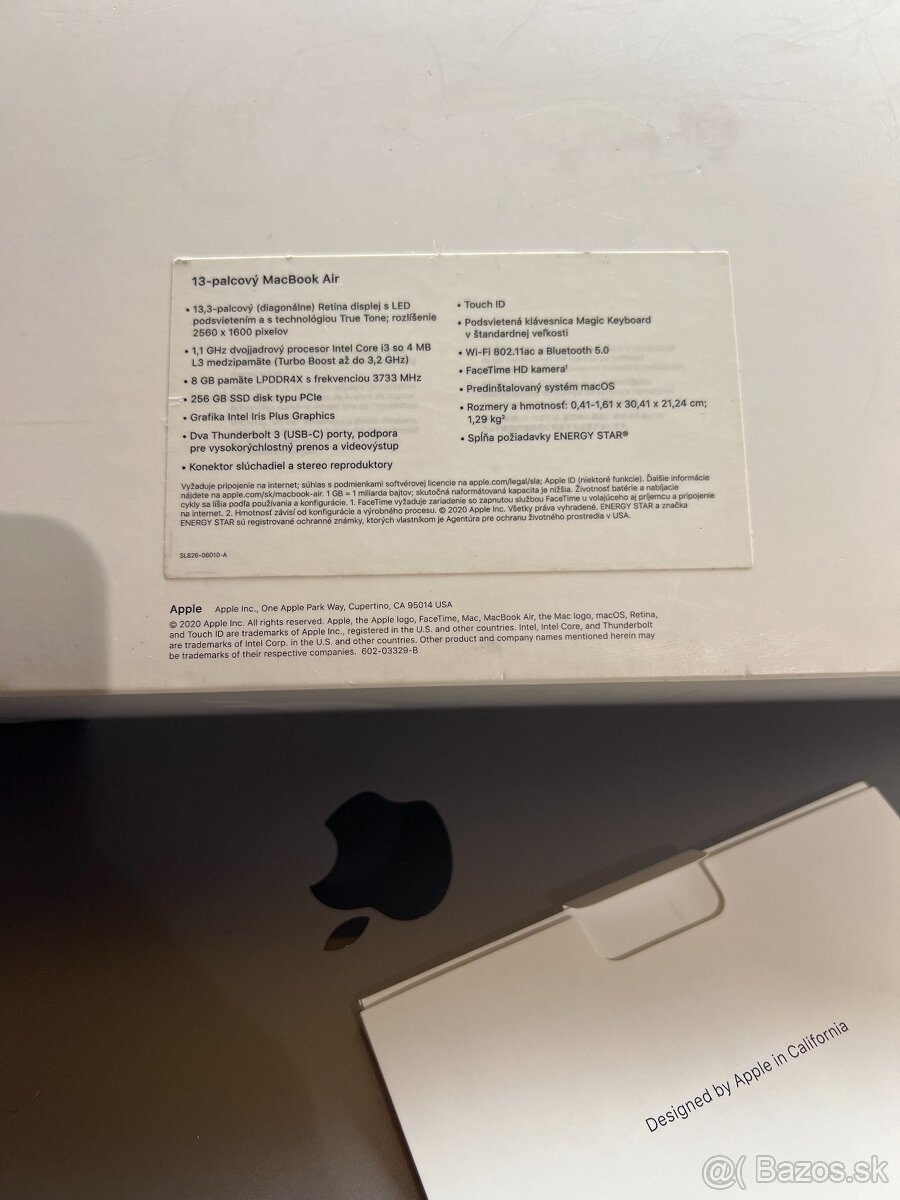 Apple Macbook Air 2020 - intel i3 / 8GB / 256GB - 5