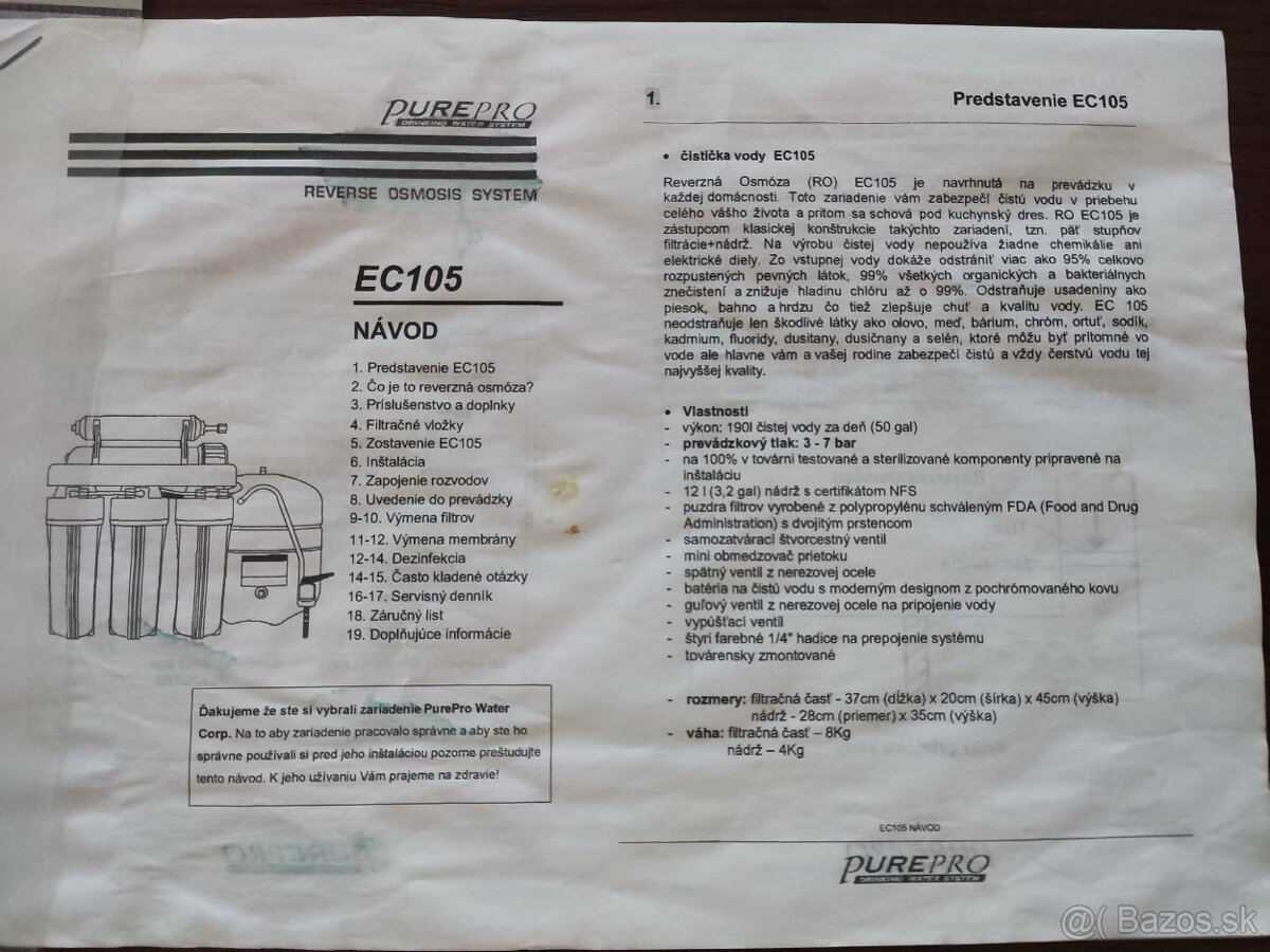 5 stupňová reverzná osmóza PurePro - 5
