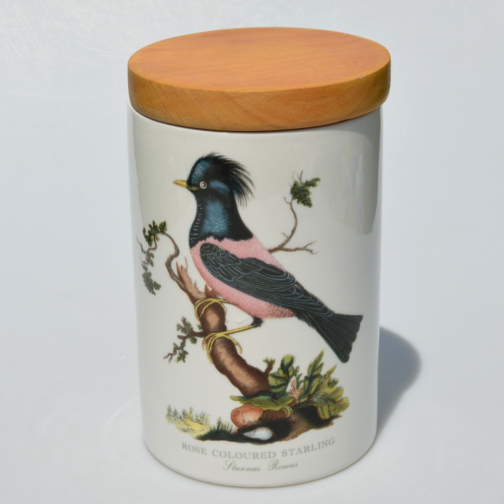 Dve vintage veľké dózy s dreveným vrchnákom Vtáky - 5