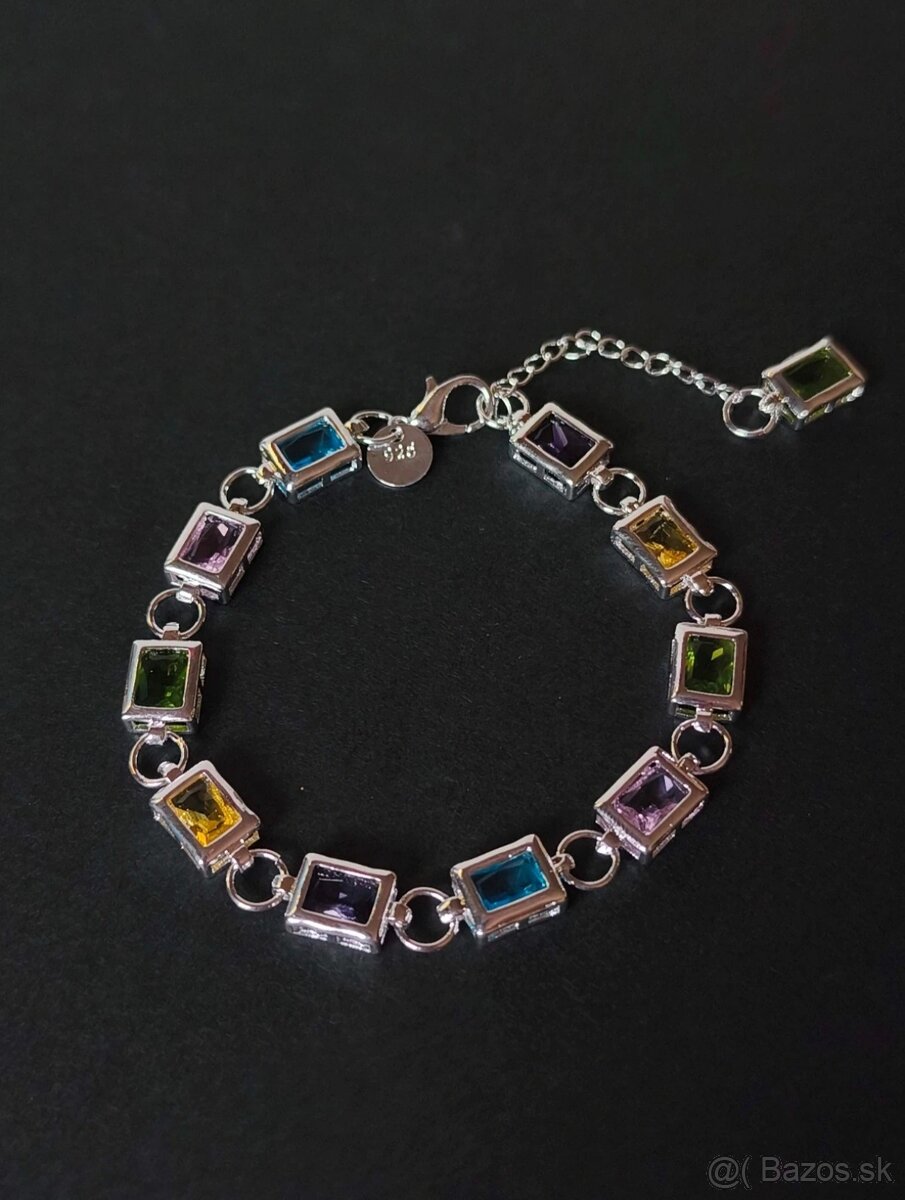 Náramok striebro 925 s kamienkami - 5