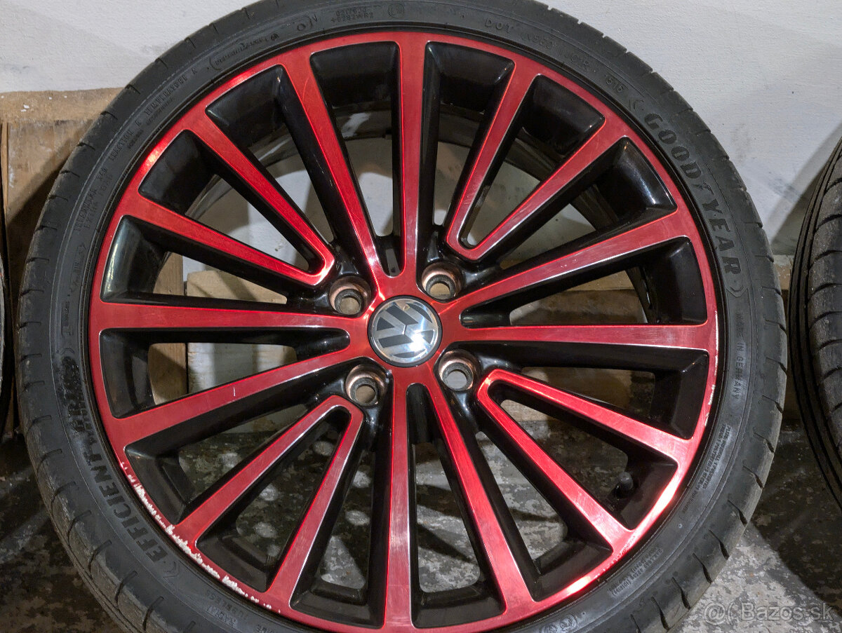 originál ALU disky VW UP 17" - model POLYGON (Black/Red) - 5