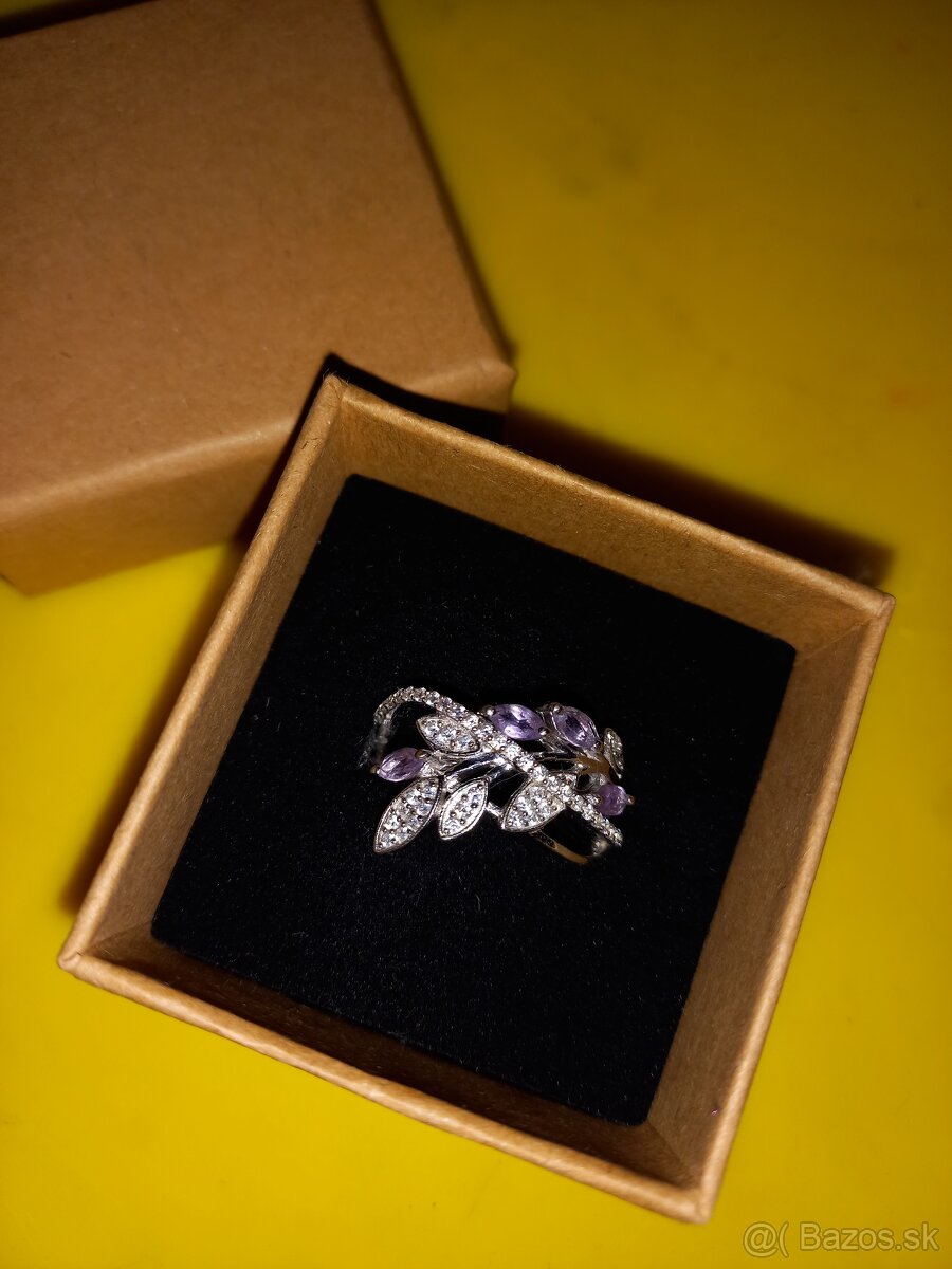 Strieborný prsteň s drahokamom - 5