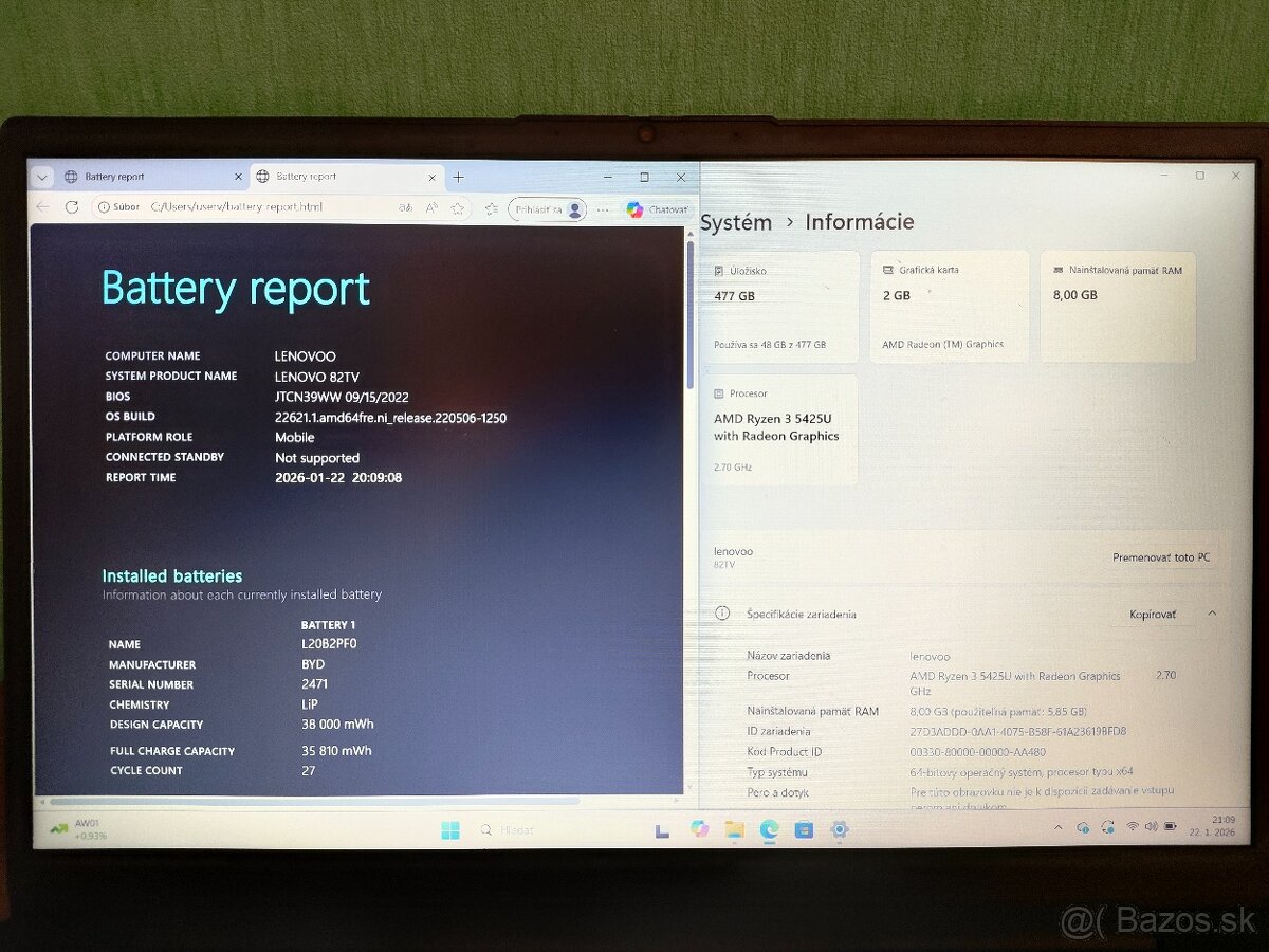 V15 G3 Ryzen 3 • 8GB • 256GB SSD - 5