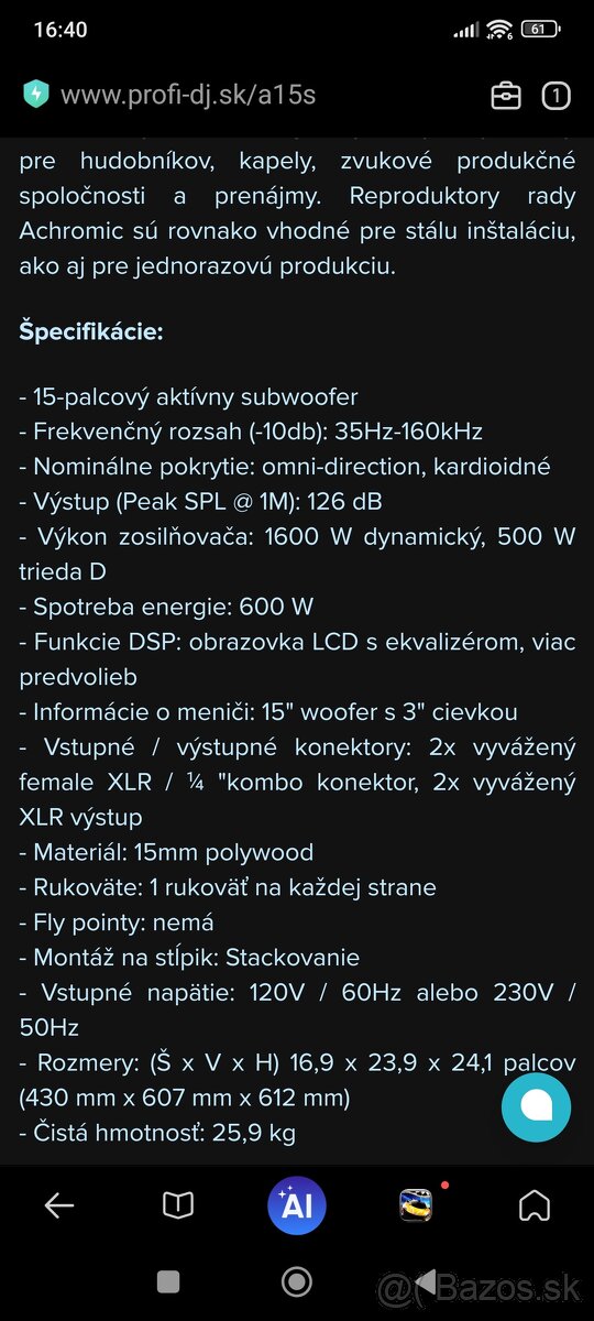 AKTÍVNY SUBWOOFER AVANTE - 5