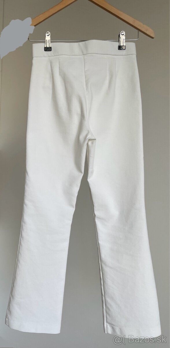 Zara biele 7/8 členkové nohavice zvonové XS - 5