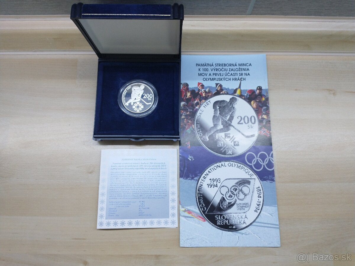 Strieborná minca 1000Sk 2008 drevo, 200Sk 1994 proof - 5