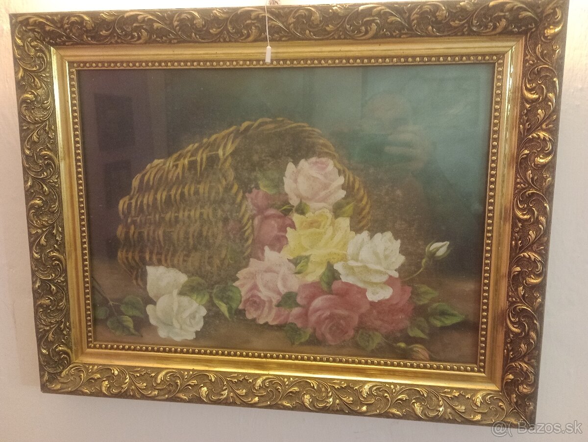 Zrkadlo, obrazy s rámami starožitné barok - 5