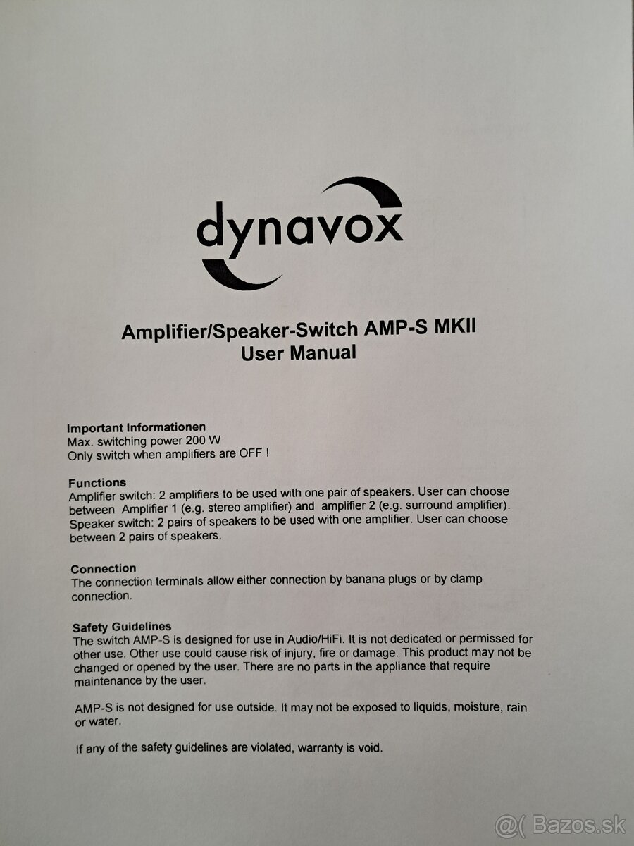 Predám prepínač Dynavox AMP-S MKII - 5