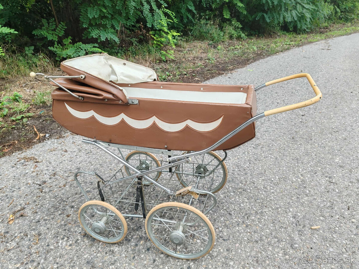 Retro detský kombinovaný kočík pre bábiky - 5