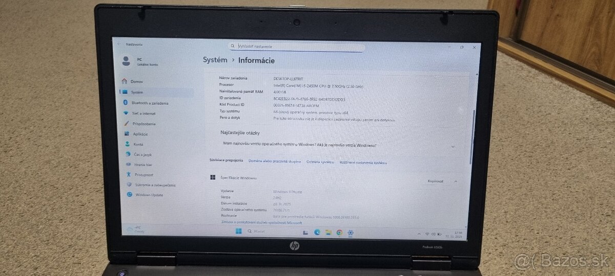 15.6" HP ProBook 6560b i5 2450M/SSD - 5