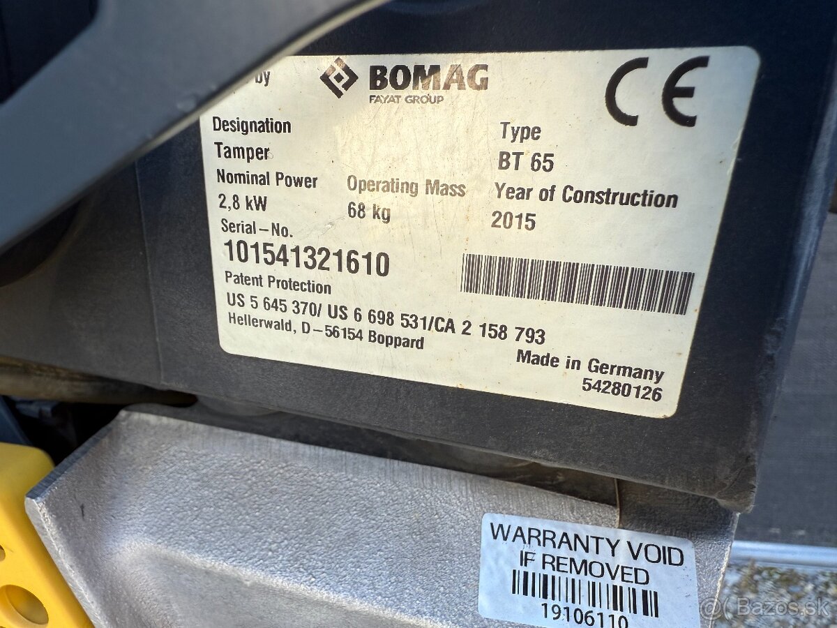 Vibračné dusadlo Bomag BT 65 - 5