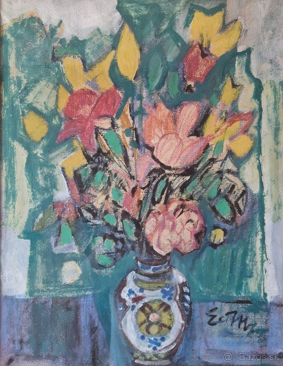 Originál Obraz Eduard Milén kytica - český akademický maliar - 5