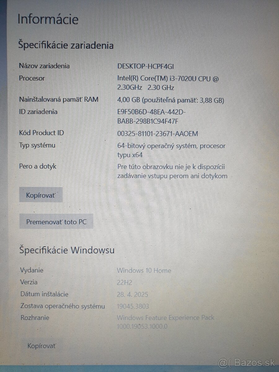 Predám ACER N17Q1 Core i3 - 5