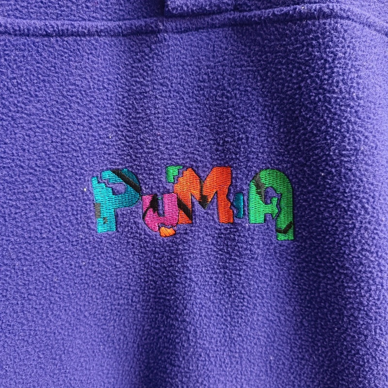 Vintage 80s Puma fialová fleece mikina flísová bunda M - 5
